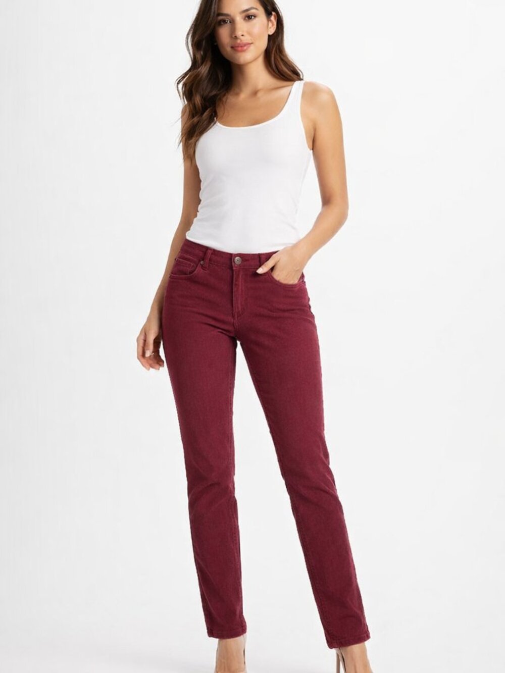 Ann Taylor Loft Women’s Modern Straight Corduroy Pants Burgundy Maroon 26/2